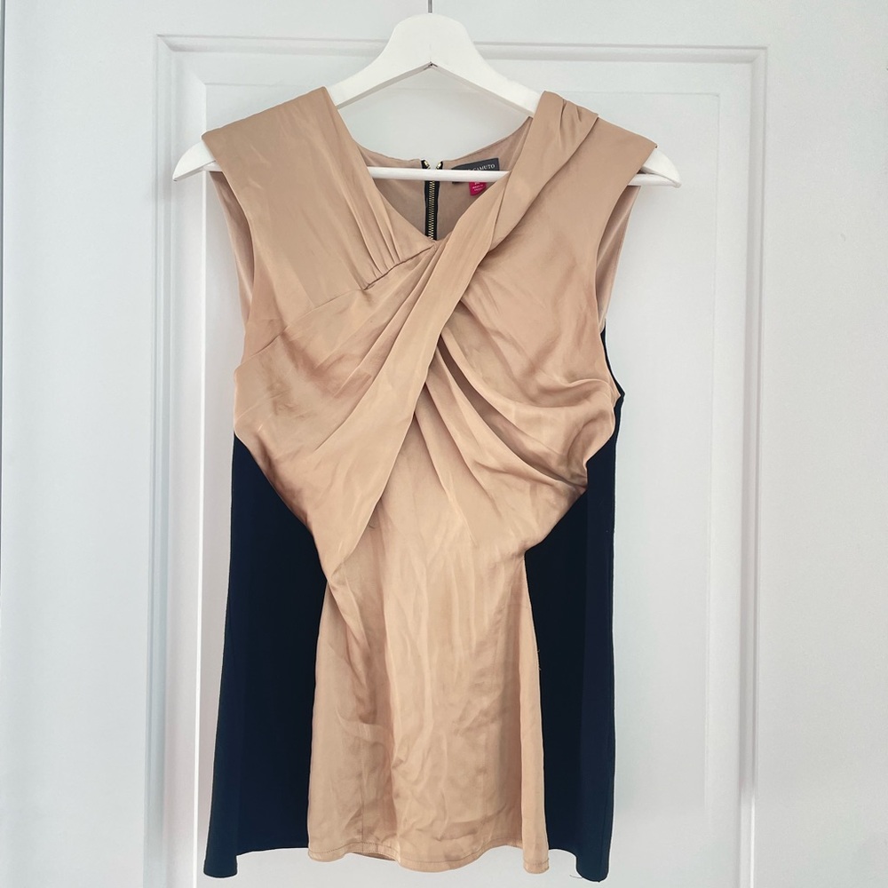 Elegant Beige and Black Sleeveless top